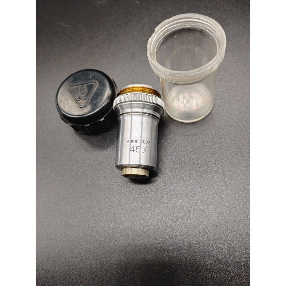 Bausch & Lomb 45X  .85 Microscope Objective Lens In Case. Vintage Stock 4mm
